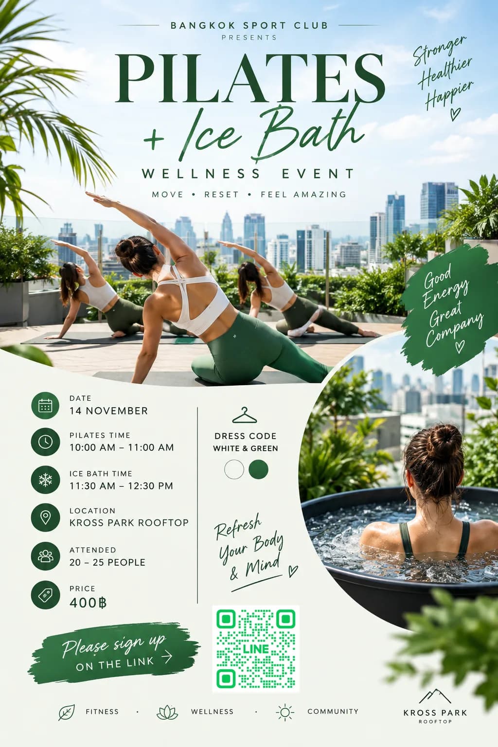 🌿 PILATES + ICE BATH | WELLNESS EXPERIENCE 🧊✨On Rooftop