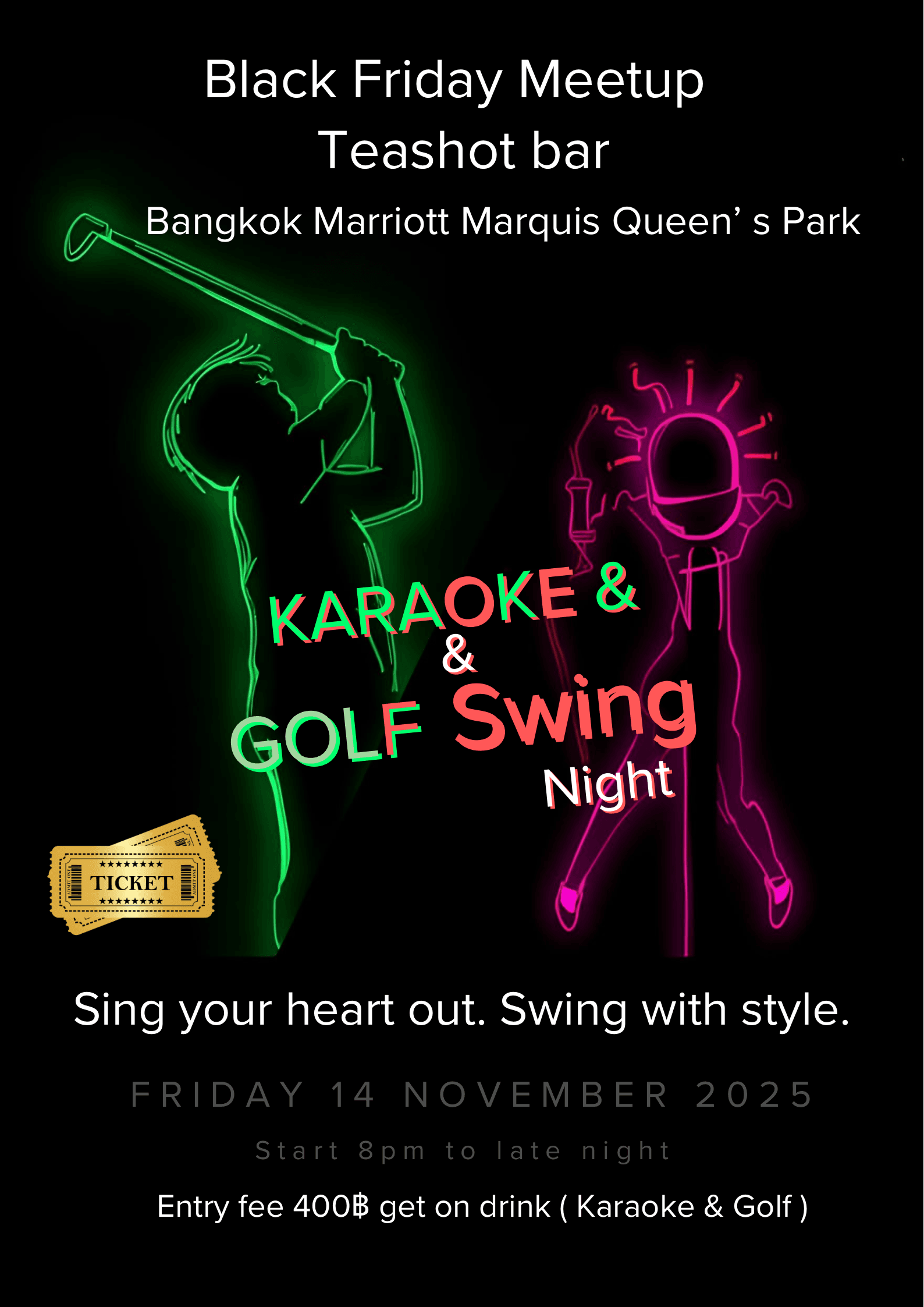 Meetup social event with golf and Karaoke